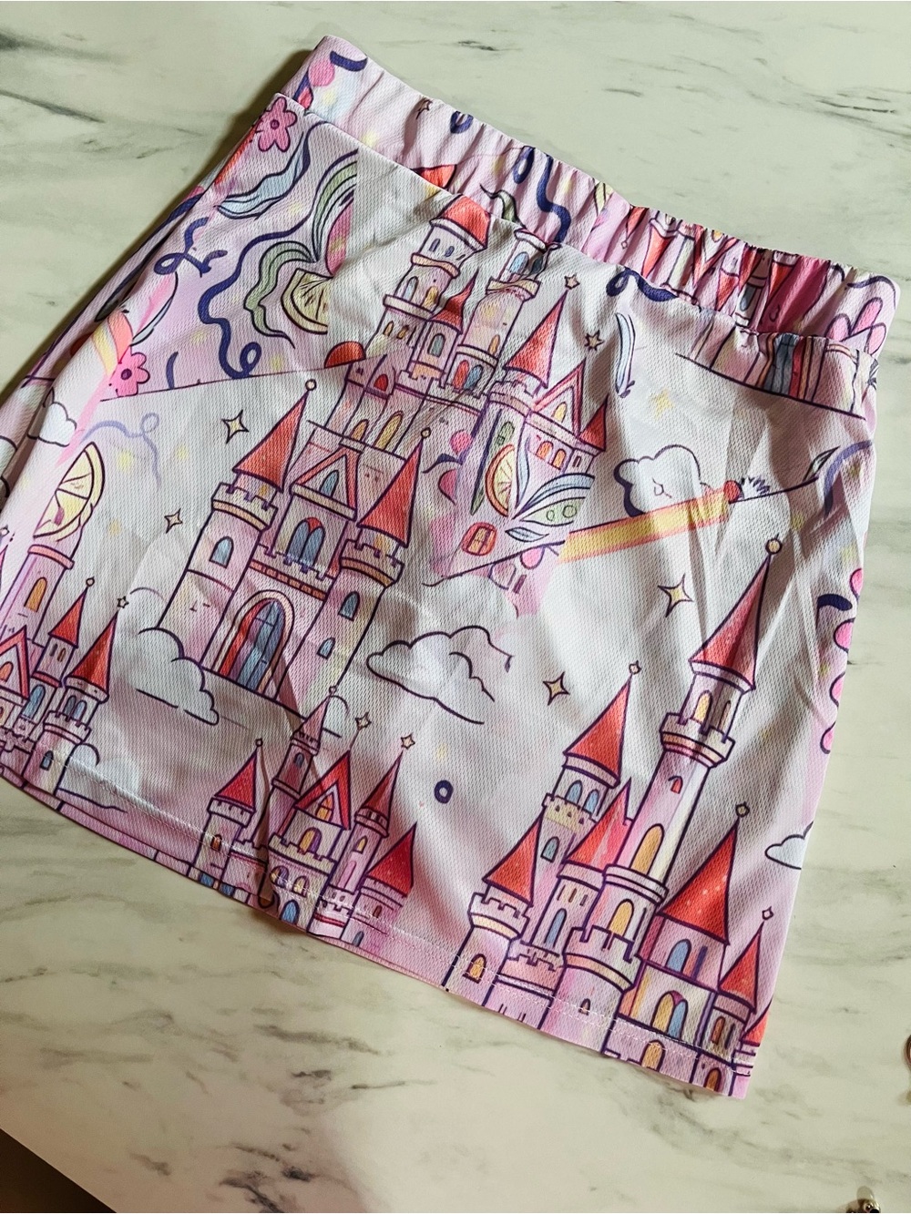 Pink Castle Print Skort